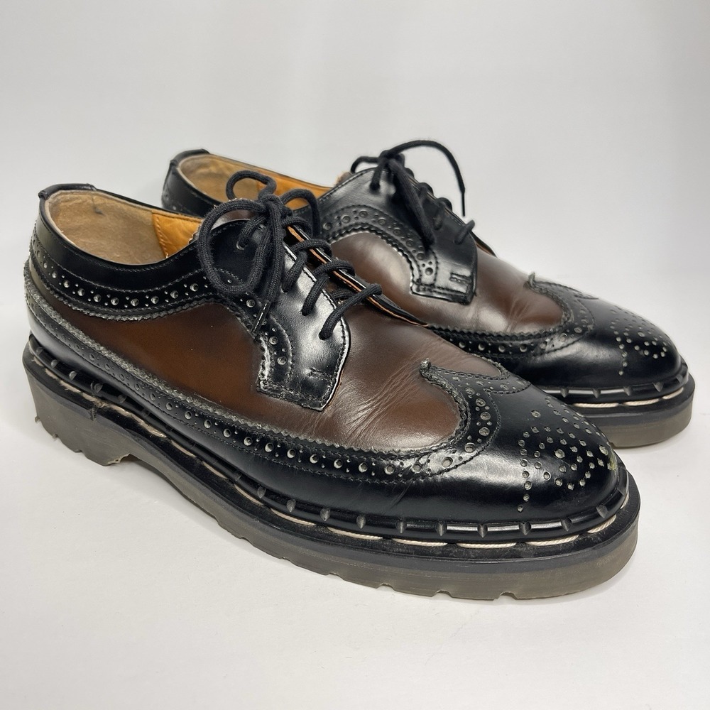 Tredair VTG Wingtip Brogue Oxford Shoes Men's UK 5 Black Brown Leather T852-230